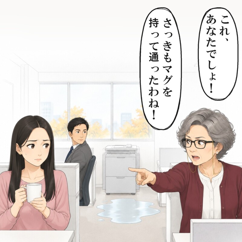 先輩は、コピー機の前の水たまりを私のせいにしました