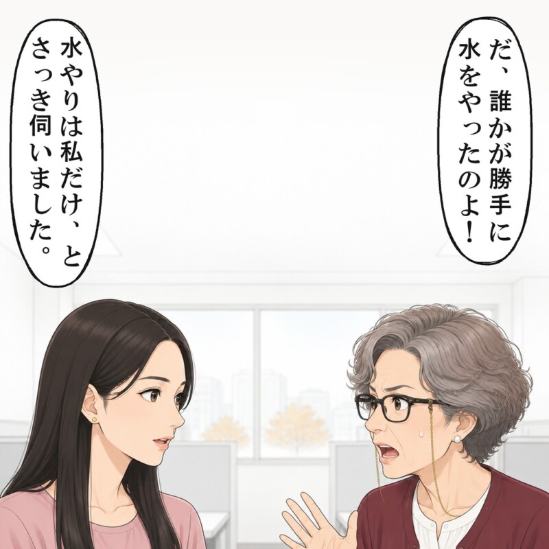 先輩は、誰かが勝手に水をやったと言い出しました