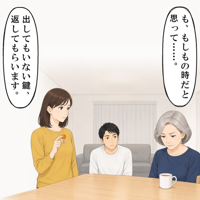 合鍵をつまみ上げると、義母はうつむきました