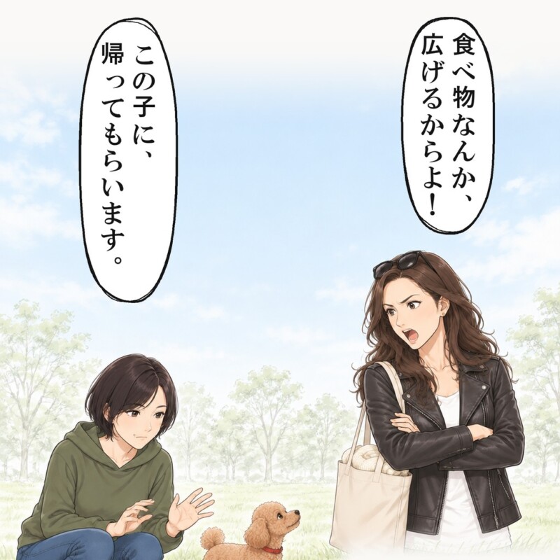 私は犬を芝生に下ろし、そっと手を離しました