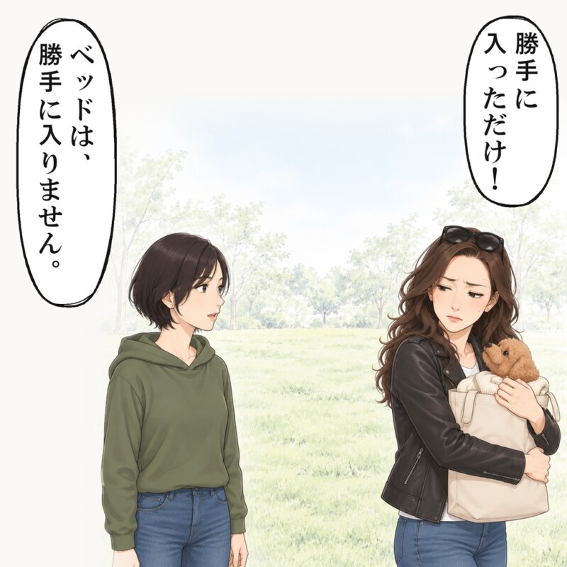 女性は言い捨てて、バッグを抱えたまま目を伏せました