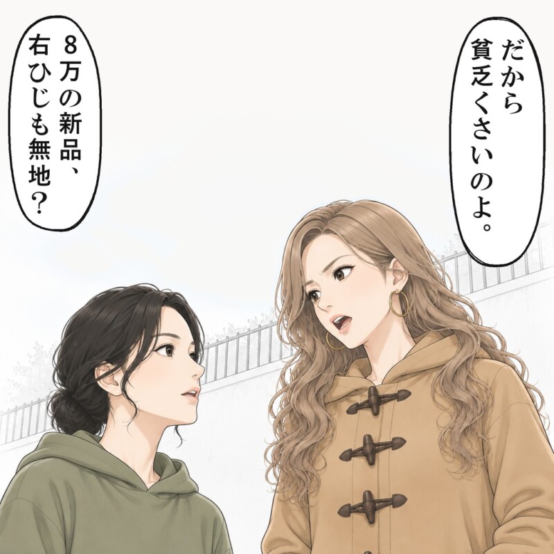 言い返せない私は、コートの右ひじも無地かと尋ねました