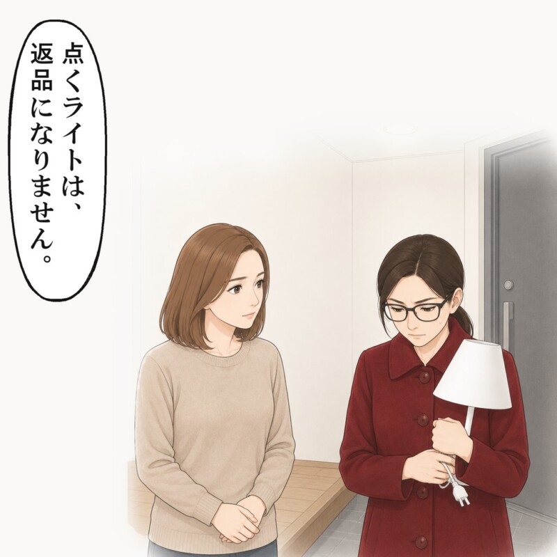 返金はなく、近所の女性はライトを抱えたまま黙り込みました