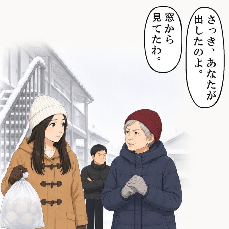 大家は、さっき私が出したのを窓から見たと言いました