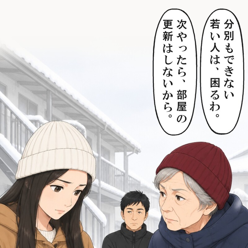 部屋の更新はしないと言われ、私は言い返せずにうつむきました