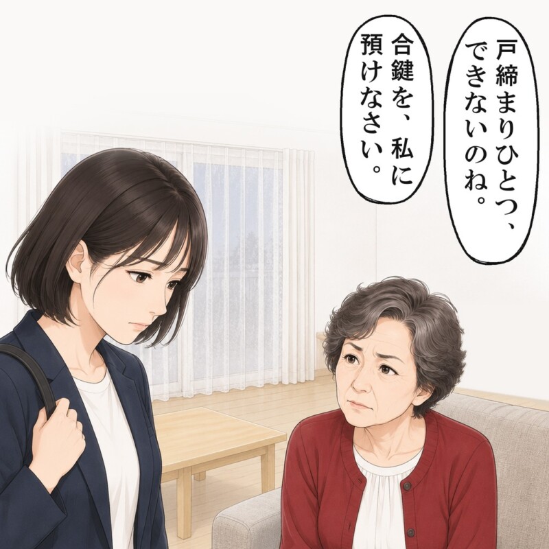 合鍵を預けろと迫られ、私は言い返せずに下を向きました