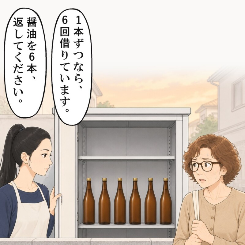 物置の棚には、封を切っていないお礼のお酒が6本並んでいました
