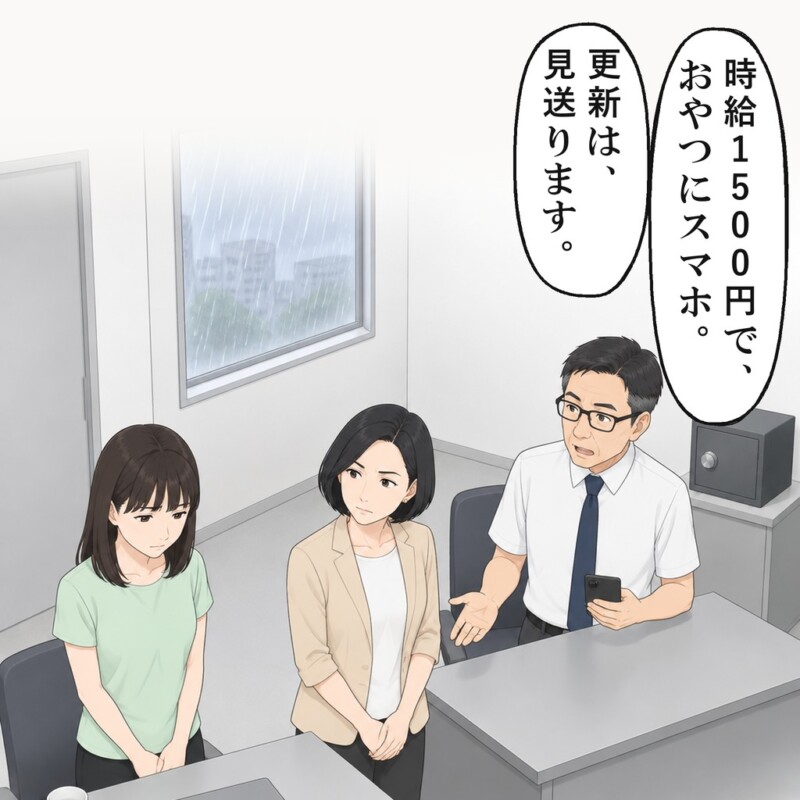 所長は本社の部長に、更新は見送ると言いました