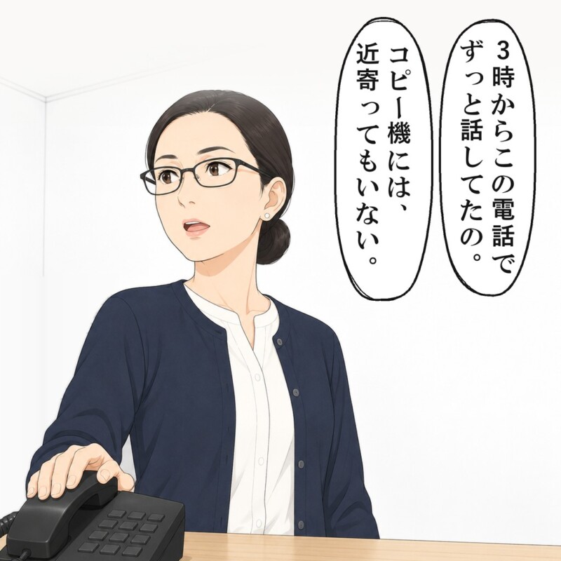 先輩は、3時からこの電話で話していたと言いました