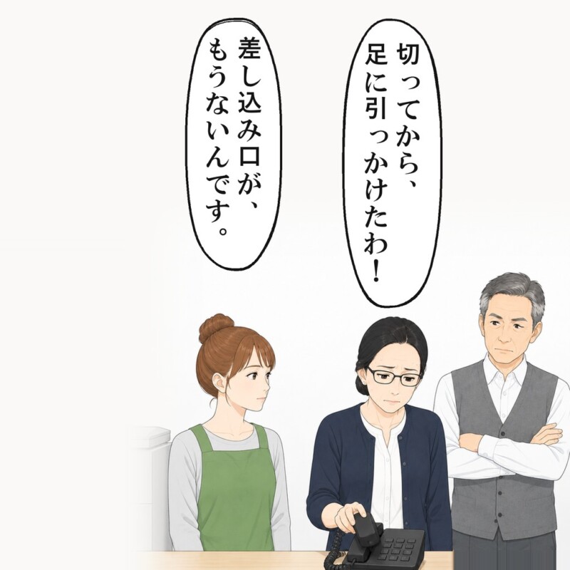 先輩は受話器を台に戻そうとして、二度置き損ねました
