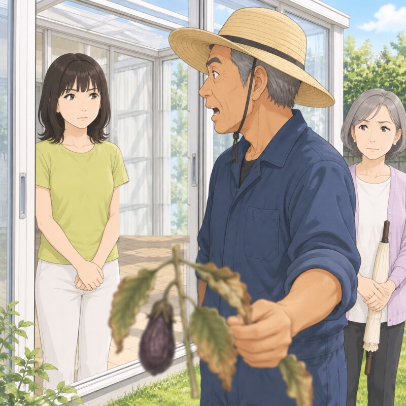 「パート代から18万出せ」サンルームの影でナスが枯れたと、新居に乗り込んできた義父。昼の畑を見て白旗