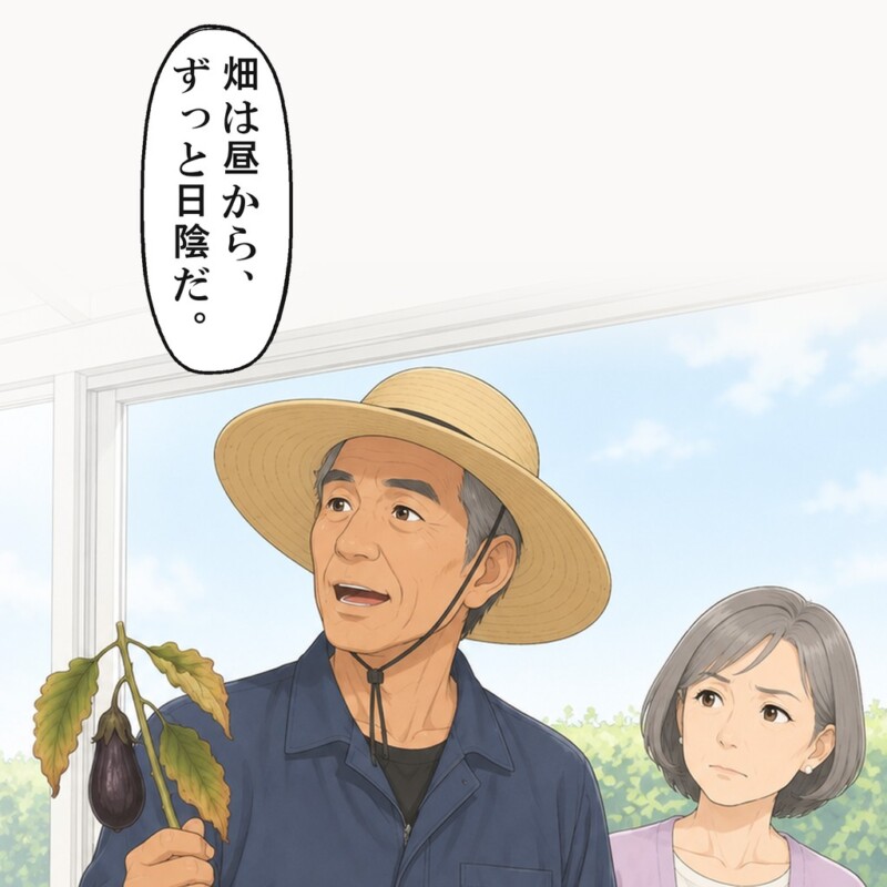 義父は、サンルームのせいで畑が昼から日陰だと言いました