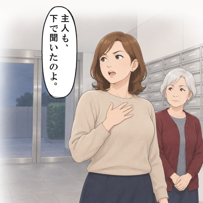 主人と2人で下で聞いていた、と女性は続けました