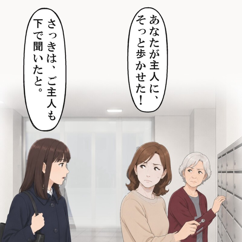 女性は顔色を変え、郵便受けの前で立ち尽くしました
