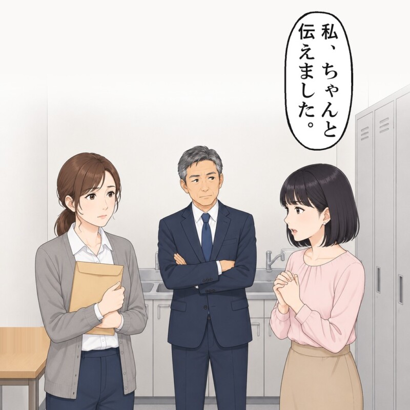 後輩は、所長の前で、私に伝えたと言いました