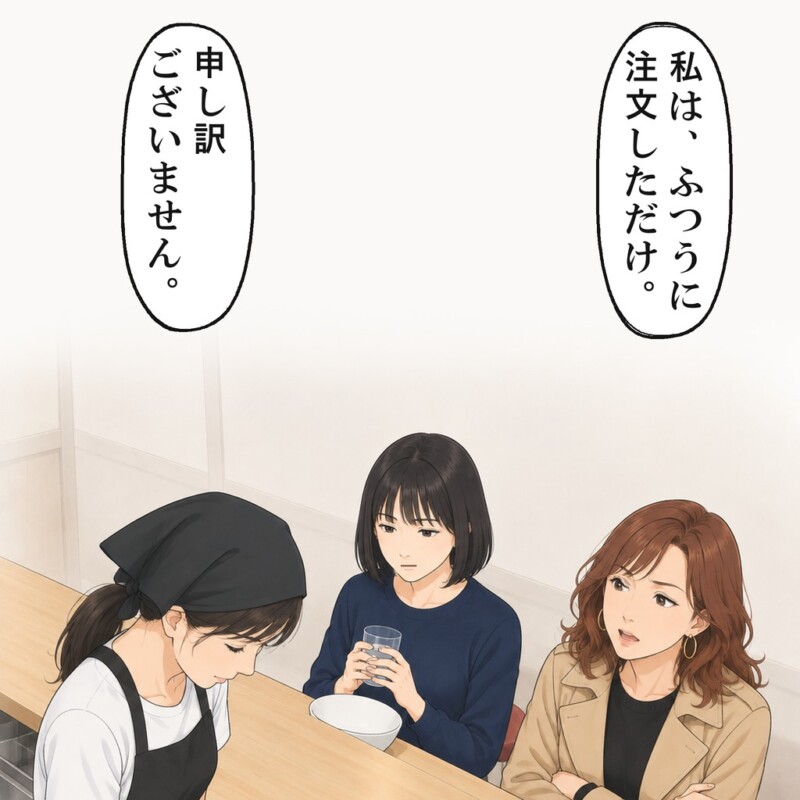 ふつうに注文しただけと言われ、私は頭を下げるしかありません