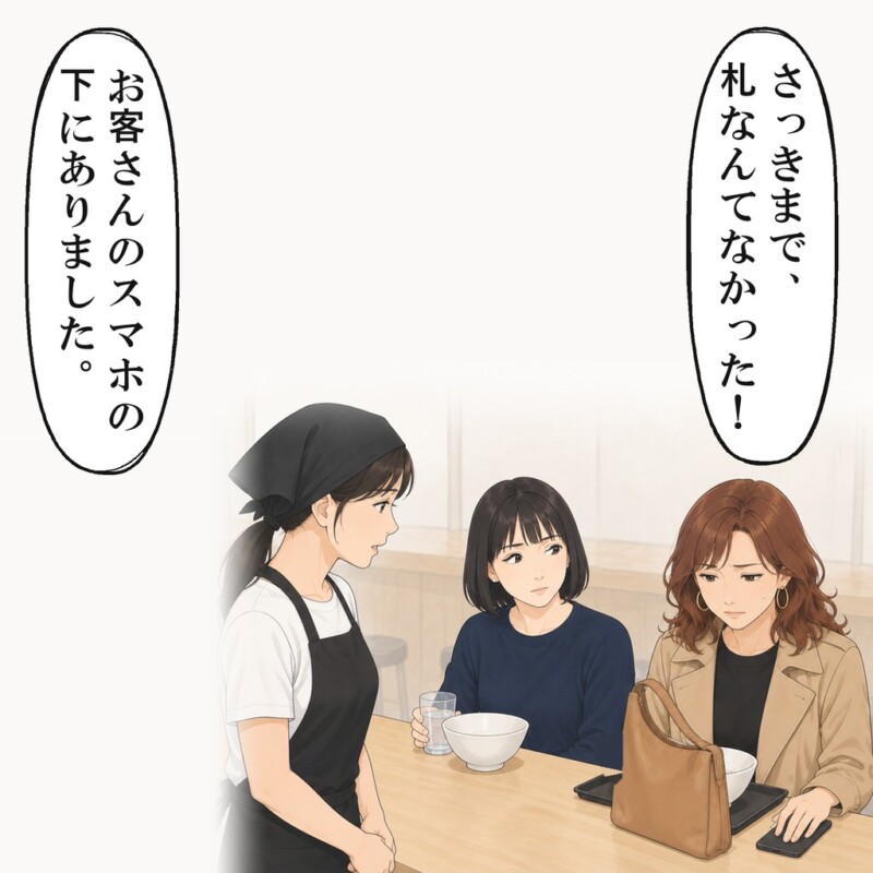 お客さんは二人分払うと言い、スマホを伏せて手を置きました