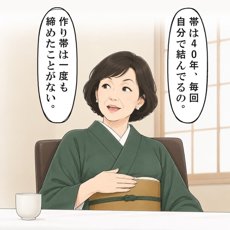 伯母は、帯は40年、毎回自分で結んでいると言いました