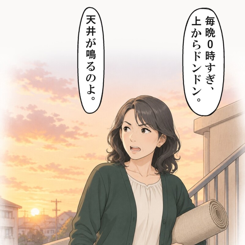 毎晩0時すぎに上から音がすると、女性は言いました