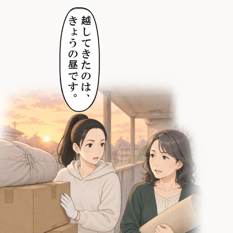 私がこの部屋に越してきたのは、きょうの昼だと伝えました