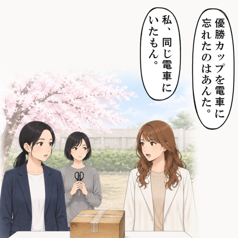 母校の中庭で、同期の女性が10年前のカップの話を蒸し返しました