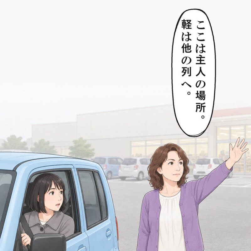 空いたばかりの区画に、女性が走り込んで立ちました